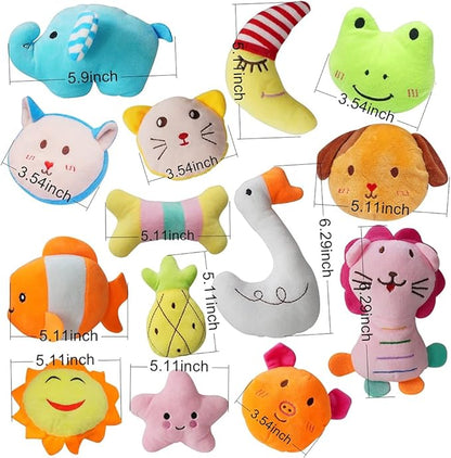 YUNKINGDOM 27 Pack Puppy Squeaky Toy,Different Designs Squeakers Pet Toys,Cute Bulk Plush Dog Toys,Small Dog