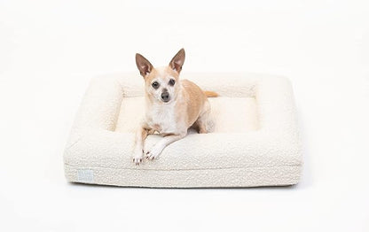 Bluewater Dog Luxury Boucle Orthopedic Memory Foam Dog Bed with Waterproof Liner and Machine Washable Cover with YKK Zippers (Small, 29" L x 23" W x 6" Th, Cloud)