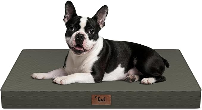 Tail Stories Outdoor Dog Bed for Small Dogs, Waterproof Dog Crate Bed for Medium Dogs Cats, Orthopedic Egg Crate Foam Pet Bed with Washable Removable Oxford Cover, Brown