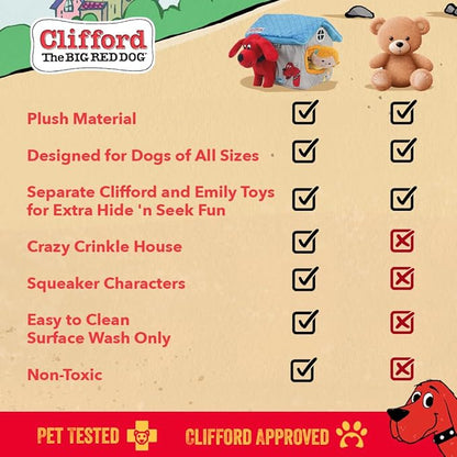 Plush Squeaky Dog Toy – Soft Crinkle Dog Toy with Squeaker for Small Dogs and Puppies –Puppy Plush Chew Toys, Cute Toys for for Puppies with Squeaker (Cozy House)