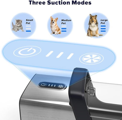 DUXANO Dog Grooming Kit & Dog Hair Vacuum,15000 Pa Powerful Suction, Pet Grooming Vacuum Removes 99% Pet Hair, Includes Clippers, Brush, Nail Trimmer Grinder, Stainless Steel