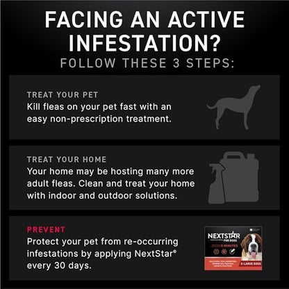 NEXTSTAR Flea and Tick Prevention for Dogs, Repellent & Control, Fast Acting Waterproof Topical Drops, Extra-Large Dog Flea & Tick Control, 3 Monthly Doses