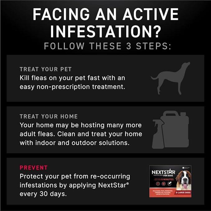 NEXTSTAR Flea and Tick Prevention for Dogs, Repellent & Control, Fast Acting Waterproof Topical Drops, Extra-Large Dog Flea & Tick Control, 6 Monthly Doses