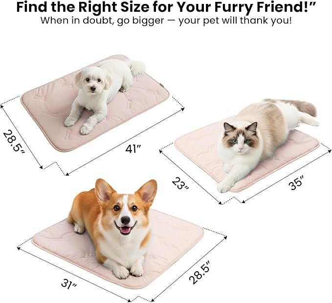 DORMORA Cooling Pet Mat – 31x28.5 Dog or Cat Cool & Comfy, Soft Breathable Self-Cooling Pad, Pet-Safe, Durable, Perfect for Hot Weather, Naps, Crates, Cars, Couch, Washable, Take Anywhere, Pink