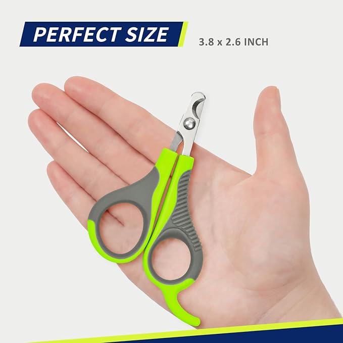 WePet Pet Nail Clippers U07.2, Professional Claw Trimmer, Scissor for Cats, Puppies, Kittens, Hamsters, Rabbits and Small Animals, Sharp, Safe, Small, Green/Grey