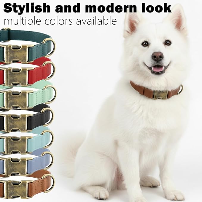 Silicone Dog Collar and Leash Set, Waterproof & Odor-Proof Puppy Collar for Small Dogs, Soft Flexible Leather-Look Dog Collars, Durable Thick Adjustable Pet Collar (Brown, Small (9-14" Neck))