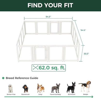 FXW AuraSpace Acrylic Indoor Dog Playpen for Small and Medium Dogs, 30 Inch, 16 Panels, White