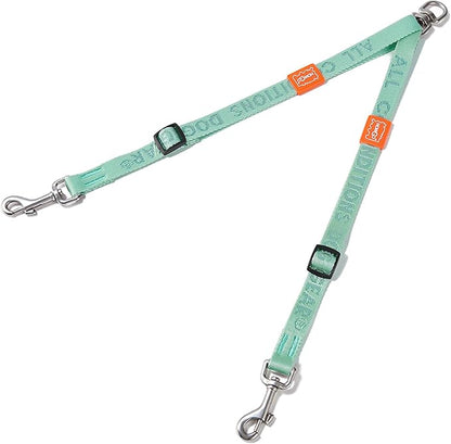 HOWGO Double Dog Leash, No Tangle 360° Swivel, Adjustable Two Padded Handles, Double Clip Dog Leash Coupler Splitter for 30~150 lbs Large and Medium Breeds (Mint Green, 4/5'' x 0.9 FT, Std)