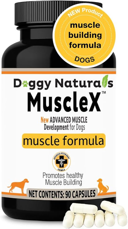 MuscleX™ Canine Muscle Formula Dogs with CaHMB 500 mg and Vitamin D3 - Natural Muscl Building Formula - Helps Reduce Muscle Loss Due to Normal Aging and Improves Recovery from Injury (90 Capsules)
