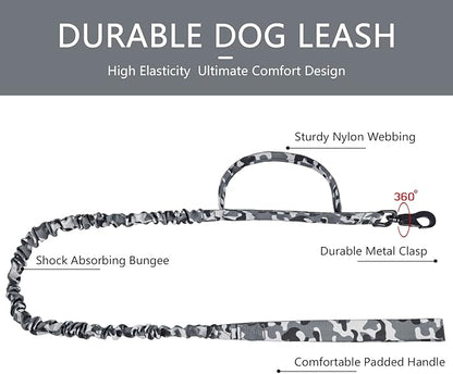 DAGANXI Tactical Dog Collar, Adjustable Military Training Nylon Dog Collar with Control Handle and Heavy Metal Buckle for Medium and Large Dogs, with Patches and Airtags Case (M, Camo-Set)
