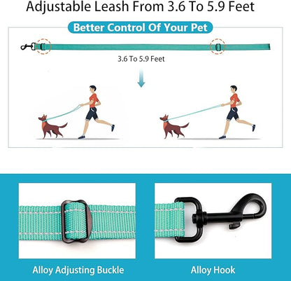Reflective Dog Collar and Leash Set with Safety Locking Buckle Nylon Pet Collars Adjustable for Small Medium Large Dogs 3 Sizes(Mint Green&S)