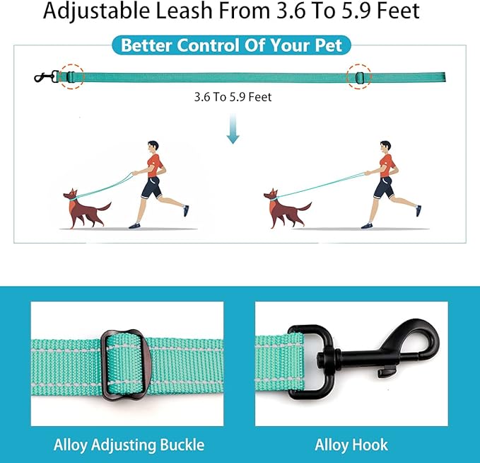 Reflective Dog Collar and Leash Set with Safety Locking Buckle Nylon Pet Collars Adjustable for Small Medium Large Dogs 4 Sizes(Mint Green&M)