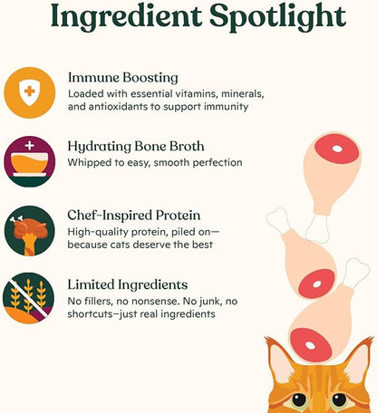 Made by Nacho Functional Mousse Sachets, Lickable Cat Treats, 12 Count with Bone Broth, 0.5 oz, No Grains, Corn, Wheat or Soy