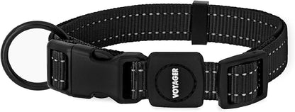 Best Pet Supplies Voyager Reflective Dog Leash or Collar with Neoprene Handle, for Small, Medium, and Large Breed Puppies, Cute and Heavy Duty for Walking, Running and Training - Black, M
