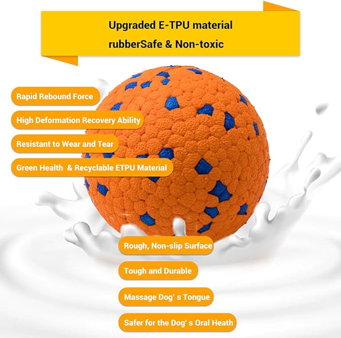 LIEVUIKEN Dog Balls Toys for Aggressive Chewers, Indestructible Durable Bouncy Floating Balls for Dogs to Fetch, Durable Solid Rubber Ball for Training Dog(2 Pack)