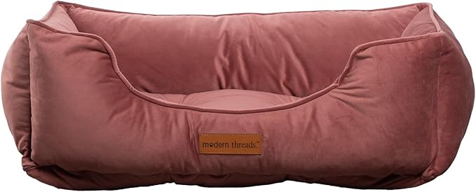 Modern Threads Luxury Dog Bed - Comfortable Tufted Velvet Cushion for Small to Large Dogs - Machine Washable - Durable & Cute Sleep Space for Pets - Pamper Your Pet with Cozy Beds - Rosewood