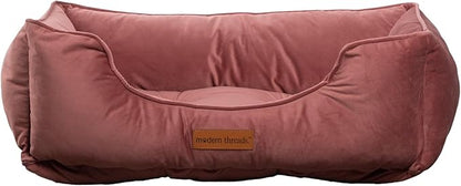 Modern Threads Luxury Dog Bed - Comfortable Tufted Velvet Cushion for Small to Large Dogs - Machine Washable - Durable & Cute Sleep Space for Pets - Pamper Your Pet with Cozy Beds - Rosewood