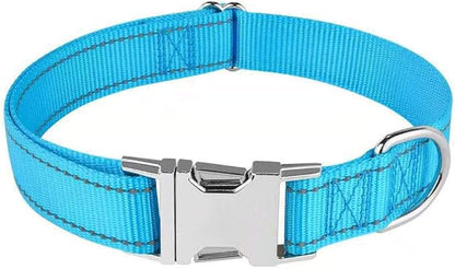 Love Dream Reflective Dog Collar with Metal Buckle, Adjustable Safety Nylon Dog Collars with Heavy Duty Quick Release Buckle for Small Medium Large Dogs, Pet Collar with ID Tag Ring