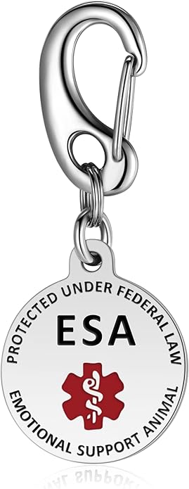 Leash King Service Dog Tag/ESA Animal Tag - Double Sided with Federal Protection & Red Medical Alert Symbol| Easily Attach to Collar, Harness, Vest | Service Dog Identification Tag
