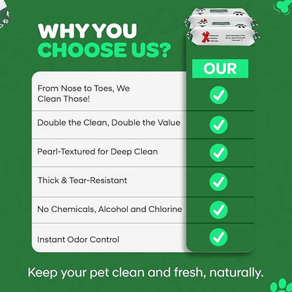 Unscented Dog Wipes for Cleaning & Deodorizing - XL, Thick & Hypoallergenic Pet Wipes for Dogs Paws, Butt and Body - Made with Naturally Safe Ingredients Like Aloe Vera (160 Count)
