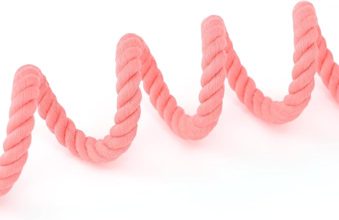 Mile High Life Dog Leash, Braided Cotton Rope Leashes with Leather Tailor Tip with Leather Tip - Heavy Duty Metal Clasp, 6FT, 1/2" Thick - Wedding, Walking Leash for Medium Large Dogs(Pink)