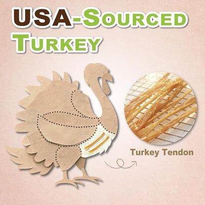 A Freschi srl Turkey Tendons for Dogs, USA-Sourced, Healthy Dog Treats, Rawhide-Free Puppy Chews, All Natural, Hypoallergenic Dog Treats, Turkey Tendon Wrapped Chicken Stick, 3.5 oz Pack