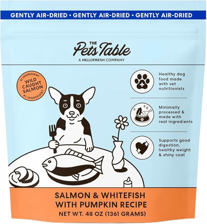 The Pets Table Salmon & Whitefish with Pumpkin Grain Free Air Dried Dog Food, 3 lb / 48 oz Bag