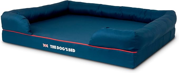 The Dog’s Bed Orthopedic Dog Bed XXL Blue Oxford with Red Trim UK Flag Dog Bed, Memory Foam, Pain Relief: Arthritis, Post Surgery, Lameness, Waterproof Washable Cover, Veterinary Approved