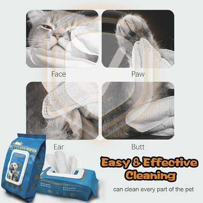 WBLITUF Pet CleaningGlove Wipes for Dogs & Cats, No-Rinse Grooming Wipes, Hypoallergenic Deodorizing Disposable Bathing Wipes,Extra Thick,Perfect for Pet Dry Cleaning,Daily Care and Travel,20 pcs