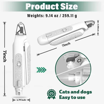 CATPICK 2-in-1 Cat Nail Clippers & Dog Nail Clippers Trimmers for Large Medium Small Dogs Cats Claw Trimmer Quick Sensor and Safety Guard USB Rechargeable with 2 LED Lights Dogs Nail Trimmer