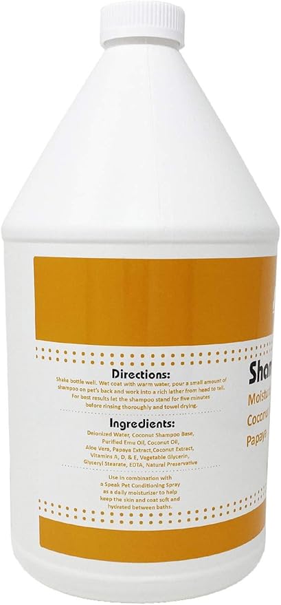 Speak Pet Products Natural Dog Shampoo with Pump, Moisturizing Coconut Papaya, 1 Gallon