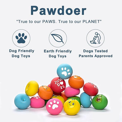 Pawdoer Squeaky Dog Toys, Soft Latex Rubber Squeaky Dog Ball for Small Dogs Puppies, Cute Bounce Squeak Toys Balls with Funny Cute Face