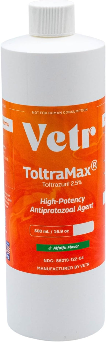 ToltraMax Toltrazuril 2.5% for Horses, Dogs, Cats, 500mL/16.9 Ounce, for Non-Food Chain Animals, Alfalfa