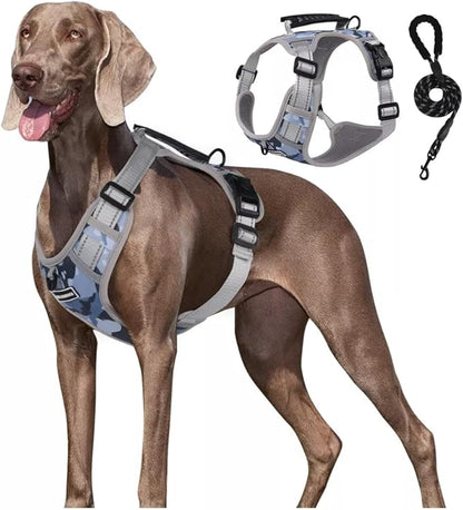Dog Harness No Pull Adjustable Reflective,for Medium and Large Small Dog with Leash 59.06in (Camouflage, M)