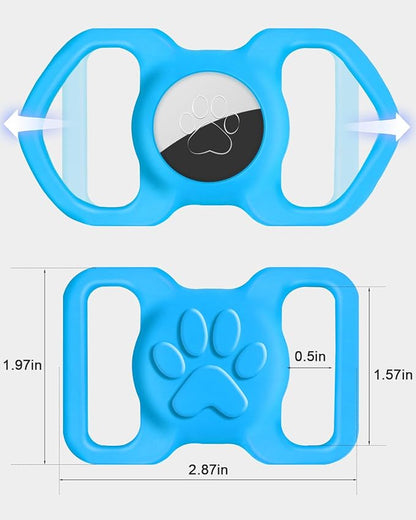 Dynmeow Dog Cat Collar Holder Compatible with Airtag, Anti-Lost Silcione Holder for 1.2 and 1.5 inch Wide Collar, Blue, L(1 Pack)