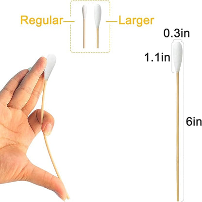 Egaageoi 200 Count Large Cotton Swabs for Dogs & Cats (6 Inch) | Biodegradable Bamboo Handle Q-Tips for Pet Ear Cleaning | Soft Fragrance-Free Applicators for Ointments & Medication