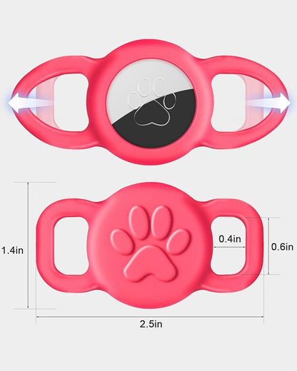 Dynmeow Dog Cat Collar Holder Compatible with Airtag, Anti-Lost Silcione Holder for 3/8 and 5/8 Inch Wide Collars, Hot-Pink, S(1 Pack)