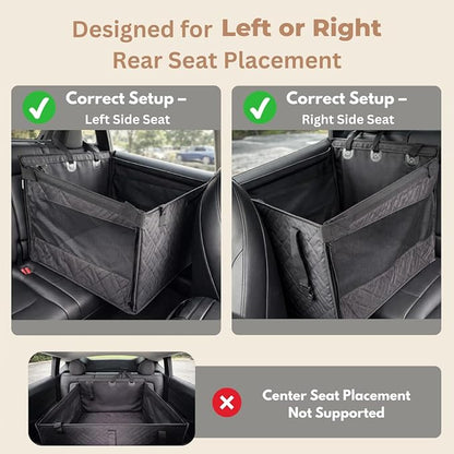 Large Dog Car Seat for Back Seat Half, Waterproof Pet Carseat for Dogs with Hard Bottom & Dog Seatbelt Leash, Washable Back Seat Extender with Storage Pocket for Pets for SUVs, Trucks & Cars