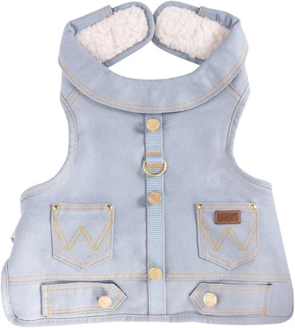 Wrangler Light Wash Dog Vest Harness with Sherpa-L