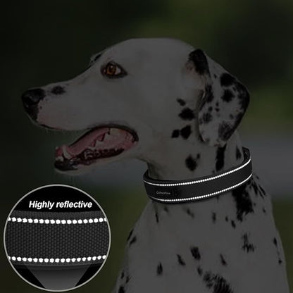PetiFine Dog Collars for Small Dogs, Neoprene Padded Dog Collar, Reflective Heavy Duty Pet Collars with Durable Metal Belt Buckle for Walking, Black, S