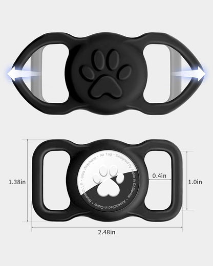 Dynmeow Dog Cat Collar Holder Compatible with Airtag, Anti-Lost Silcione Holder for 3/4-1" inch Wide Collar, Black, M(1 Pack)