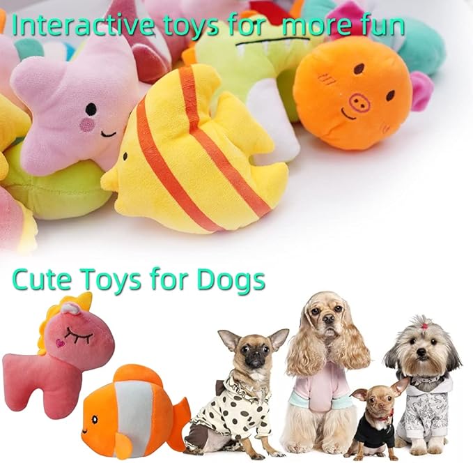 YUNKINGDOM 27 Pack Puppy Squeaky Toy,Different Designs Squeakers Pet Toys,Cute Bulk Plush Dog Toys,Small Dog