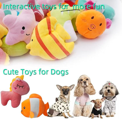 YUNKINGDOM 27 Pack Puppy Squeaky Toy,Different Designs Squeakers Pet Toys,Cute Bulk Plush Dog Toys,Small Dog