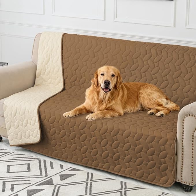 Ameritex Waterproof Pet Bed Cover Anti-Slip Dog Bed Blanket for Sofa and Furniture Waterproof New Pattern Design (Camel, 40x50 Inch (Pack of 1))