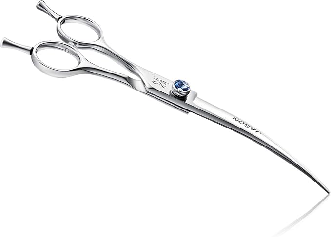 JASON 7" Curved Dog Grooming Scissors, Cats Grooming Shears Pets Trimming Kit with for Left Handed Groomers, Sharp, Comfortable Shear Christmas Gift