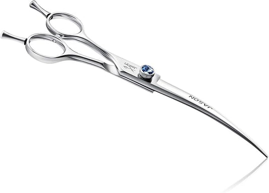 JASON 7" Curved Dog Grooming Scissors, Cats Grooming Shears Pets Trimming Kit with for Left Handed Groomers, Sharp, Comfortable Shear Christmas Gift