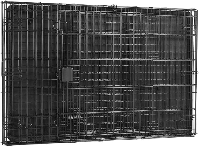 Amazon Basics - Durable,Foldable Metal Wire Dog Crate with Tray, Double Door, 42 x 28 x 30 in, Black
