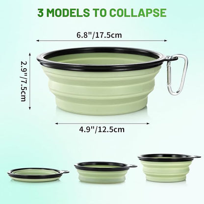 Large Dog Bowl Pet Collapsible Bowls, 2 Pack Collapsible Dog Water Bowls for Cat Dogs Portable Pet Feeding Water Dish for Walking Parking Traveling with 2 Carabiners (Large, Fairy pink & Sprout Green)