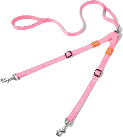 HOWGO Double Dog Leash, No Tangle 360° Swivel, Adjustable Two Padded Handles, Double Clip Dog Leash Coupler Splitter for 30~150 lbs Large and Medium Breeds (Pink, 4/5'' x 4.8 FT, Std)
