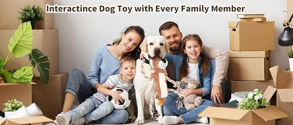 Squeaky Dog Toys Interactive Durable Rope-Infused Lion Shape Puppy Chew Toys for Small, Medium and Big Dogs